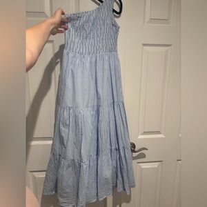 Blue and white striped one shoulder dress: Size Small
